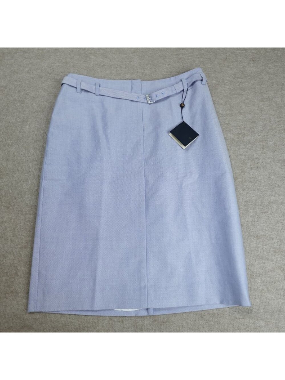Brooks Brothers Womens Skirt 10 Blue Solid Pencil Pima Supima Cotton Belted NEW